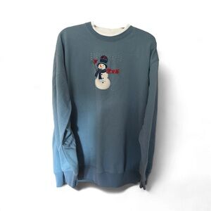 Vintage double collar blue snowman sweatshirt
